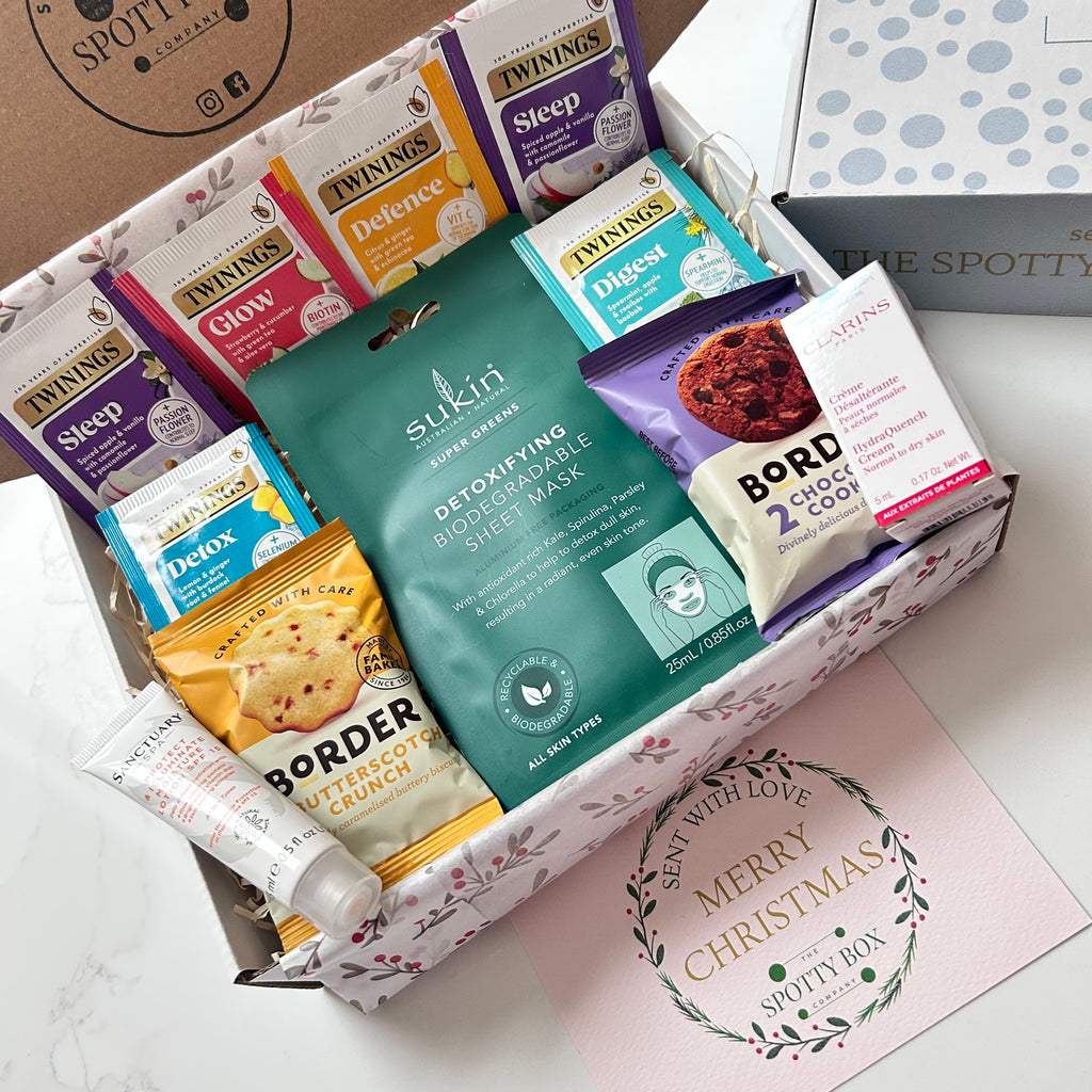 Christmas Pamper Hamper: Herbal tea, Biscuits & Skin care