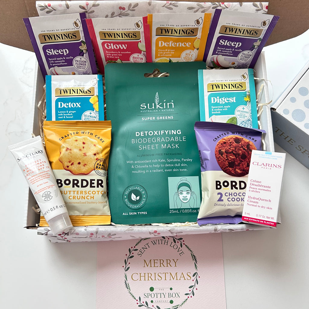 Christmas Pamper Hamper: Herbal tea, Biscuits & Skin care