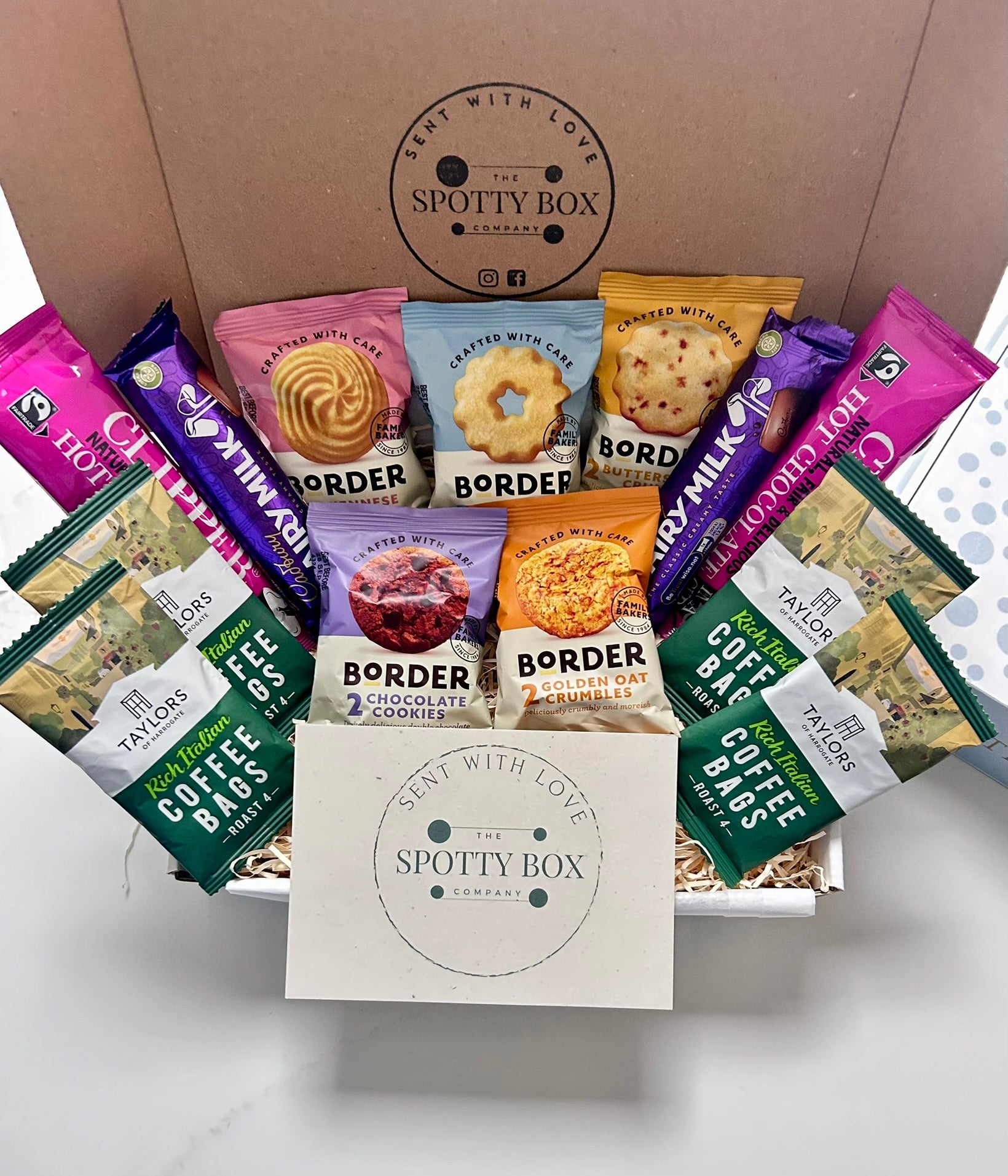 Large Coffee, Hot Chocolate,Border Biscuit & Cadbury Dairy Milk Hamper