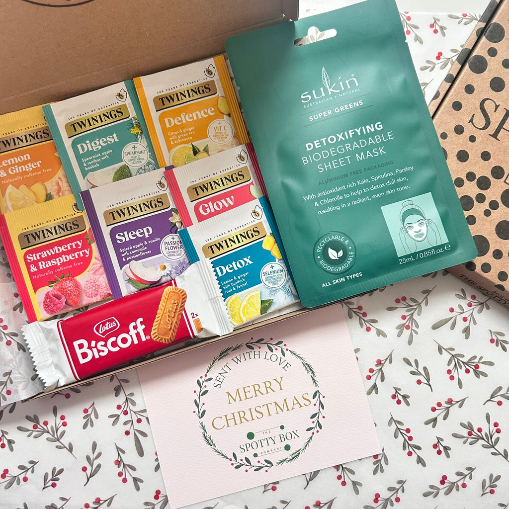 Christmas Letterbox Gift: Twinings Herbal/Fruit Tea, Biscuit & Pamper Hamper