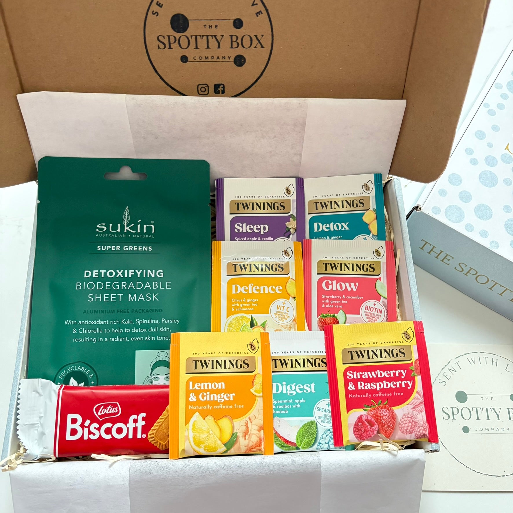 Twinings Fruit tea, Biscoff biscuit & pamper hamper