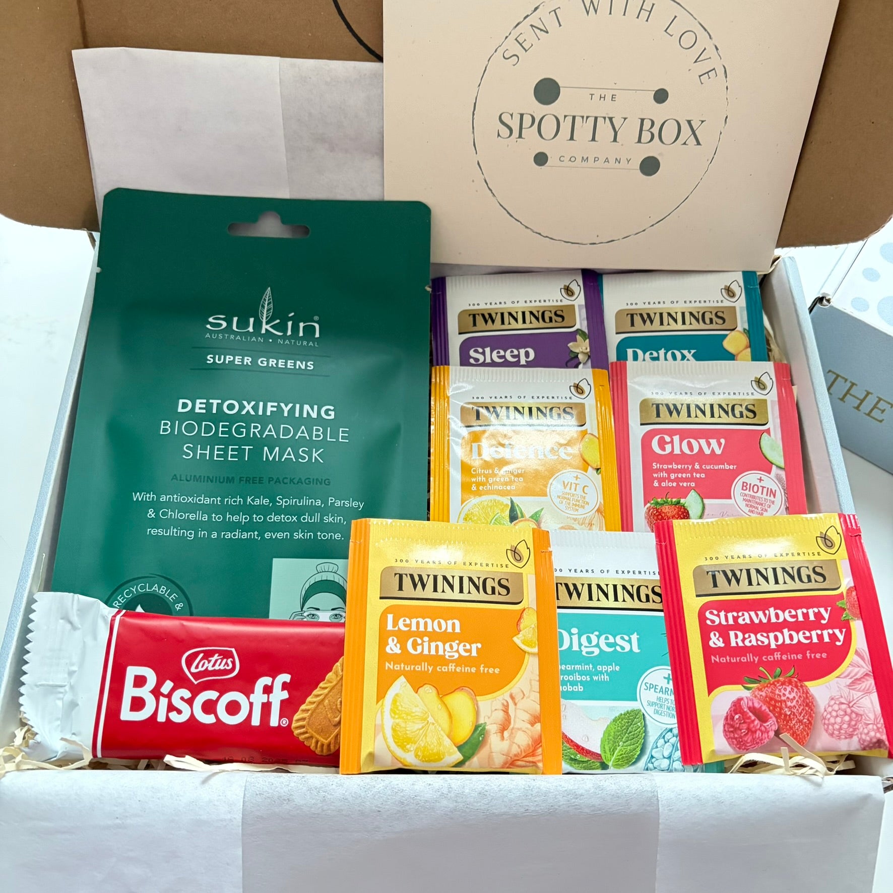 Twinings Fruit tea, Biscoff biscuit & pamper hamper