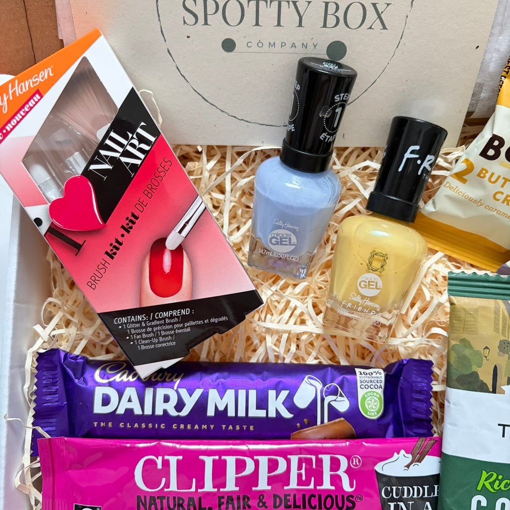Nail Polish, Coffee & Treats Hamper - Blue/Yellow